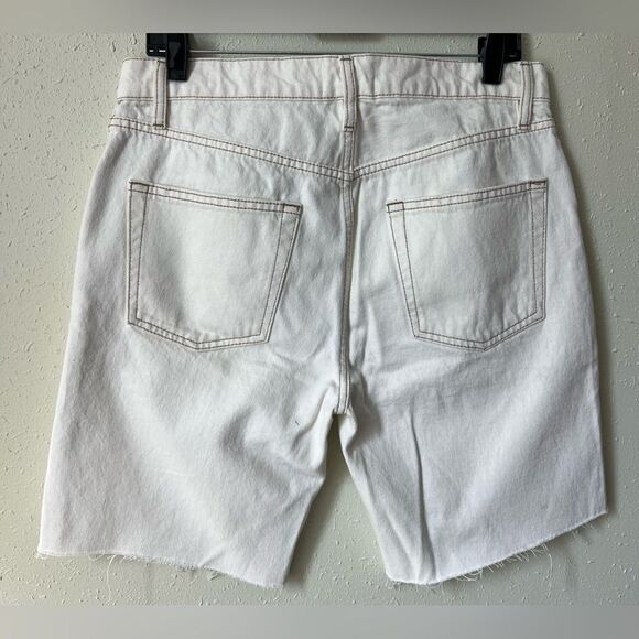 Frame Denim Le Slouch Bermuda Jean Shorts Ecru Size 27 - Picture 3 of 13